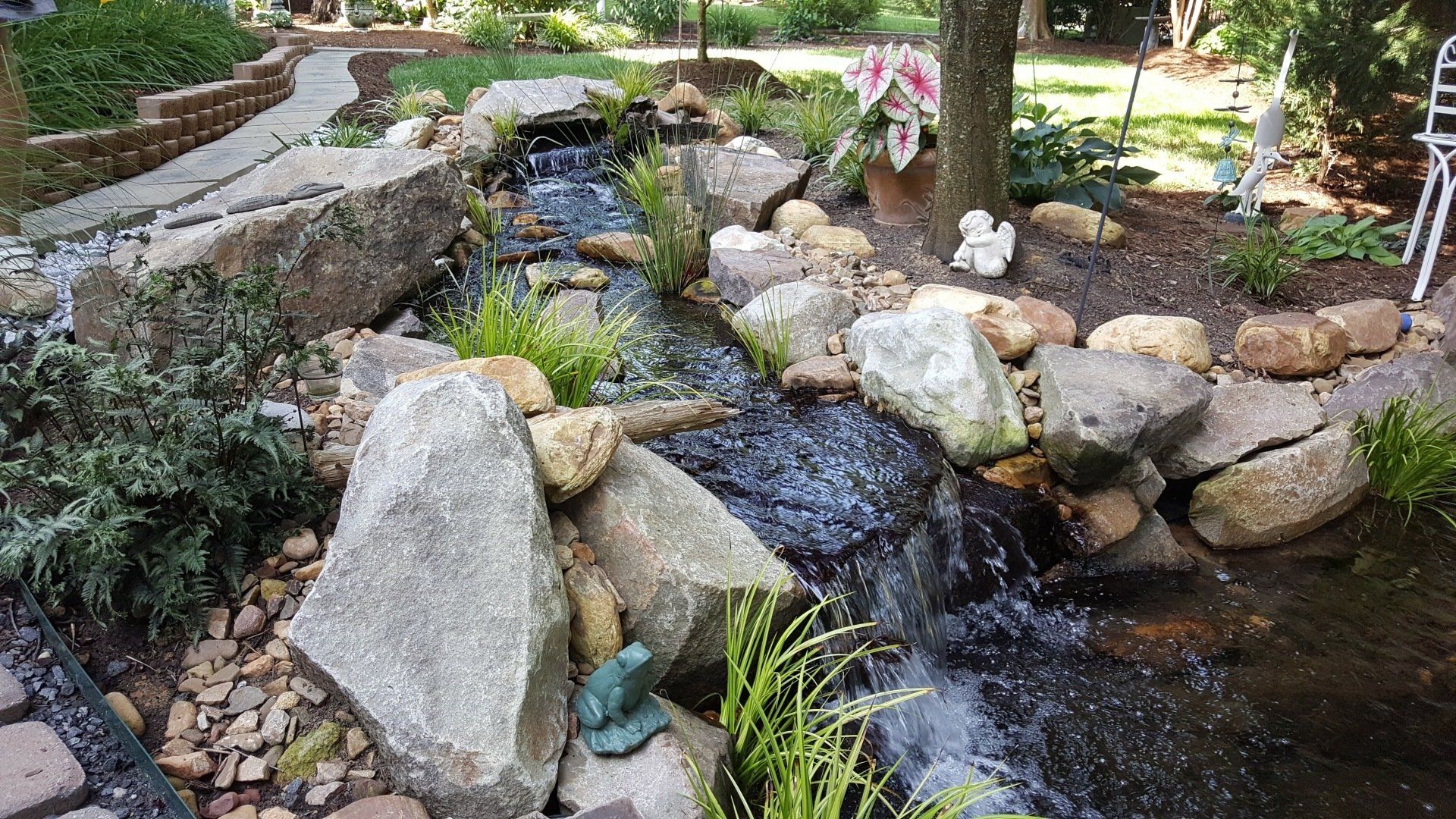 A completed Let It Fly water feature